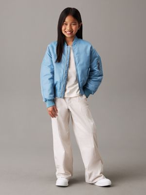 pantaloni chino a gamba larga e vita alta moonbeam da bambine calvin klein jeans