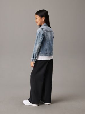 ck black wide leg milano twill trousers for girls calvin klein jeans