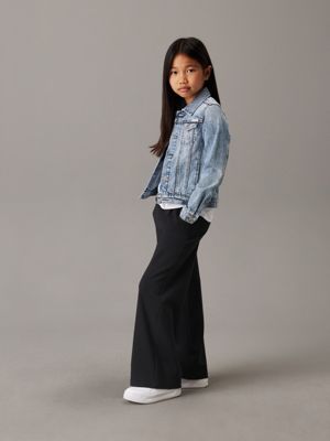 ck black wide leg milano twill trousers for girls calvin klein jeans