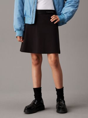 black flared punto milano skirt for girls calvin klein jeans