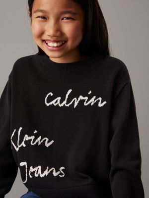 ck black logo jumper for girls calvin klein jeans