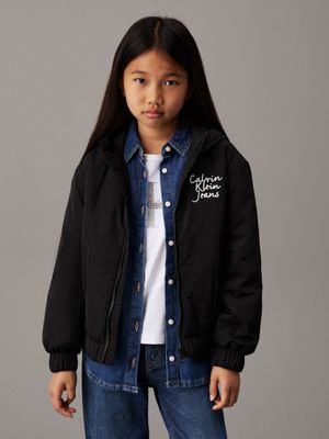 black hooded windbreaker for girls calvin klein jeans