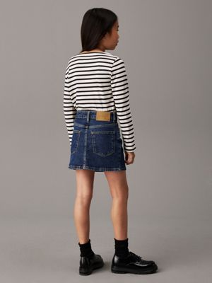 turtledove/ ck black small stripe t-shirt z długim rękawem w paski dla dziewczynki - calvin klein jeans