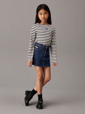 turtledove/ ck black small stripe striped long sleeve t-shirt for girls calvin klein jeans