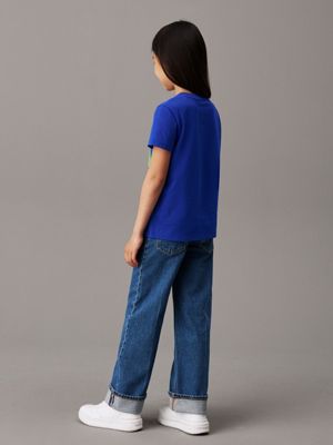 blue relaxed meerkleurig grafisch t-shirt voor meisjes - calvin klein jeans