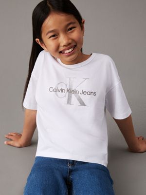 bright white relaxed logo t-shirt for girls calvin klein jeans