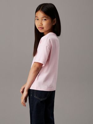 chalk pink relaxed graphic t-shirt for girls calvin klein jeans