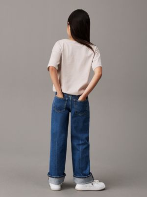 grey relaxed t-shirt met natuurafbeelding voor meisjes - calvin klein jeans