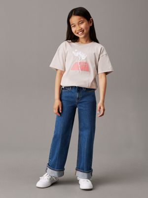 chateau gray lässiges t-shirt mit natur-grafik für mädchen - calvin klein jeans