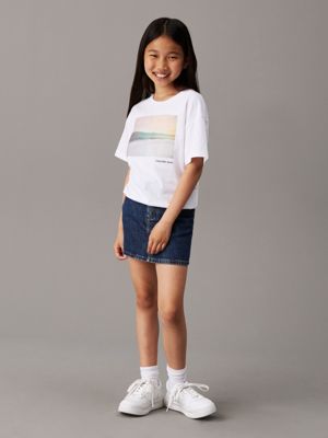 bright white relaxed nature graphic t-shirt for girls calvin klein jeans