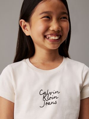 turtledove slim logo t-shirt for girls calvin klein jeans