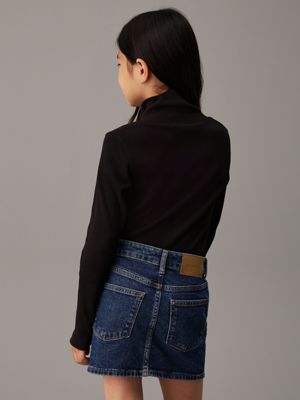black top met smalle geribbelde col voor meisjes - calvin klein jeans