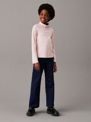 peach whip slim logo roll neck top for girls calvin klein jeans