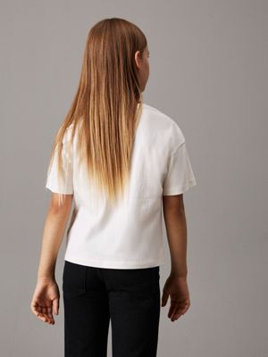 ivory t-shirt oversize z grafiką dla dziewczynki - calvin klein jeans