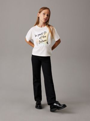 ivory t-shirt oversize z grafiką dla dziewczynki - calvin klein jeans
