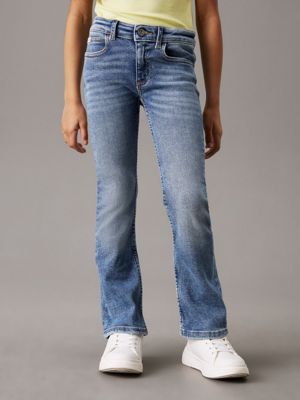 blue mid rise flared jeans for girls calvin klein jeans