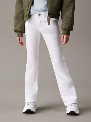 white mid rise flared jeans for girls calvin klein jeans