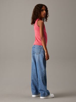 soft blue relaxed wide leg jeans for girls calvin klein jeans