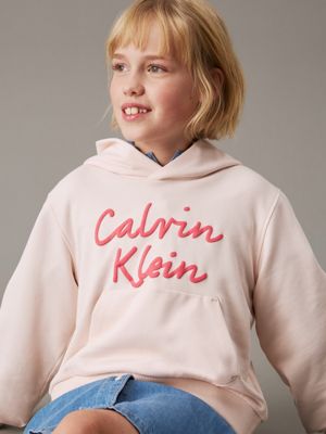 silver peony logo hoodie for girls calvin klein jeans