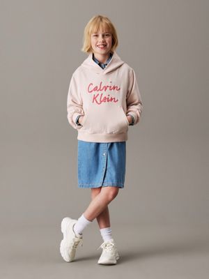 silver peony logo hoodie for girls calvin klein jeans