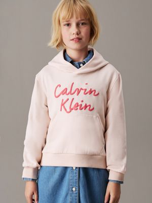 pink logo hoodie for girls calvin klein jeans