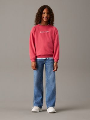 deep crimson fruit logo sweatshirt for girls calvin klein jeans