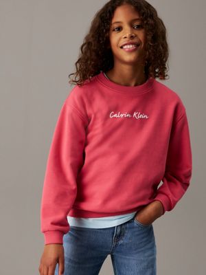 red logo sweatshirt for girls calvin klein jeans