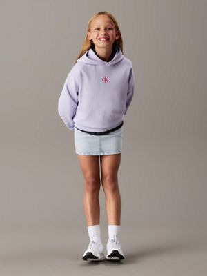 purple heather loose back graphic hoodie for girls calvin klein jeans