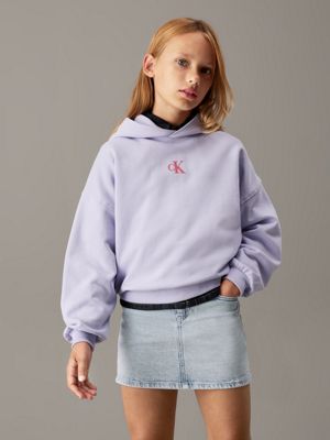 purple loose back graphic hoodie for girls calvin klein jeans