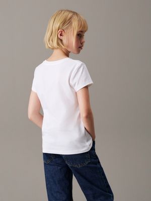 bright white slim logo t-shirt for girls calvin klein jeans