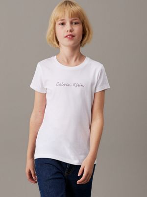 bright white slim logo t-shirt for girls calvin klein jeans