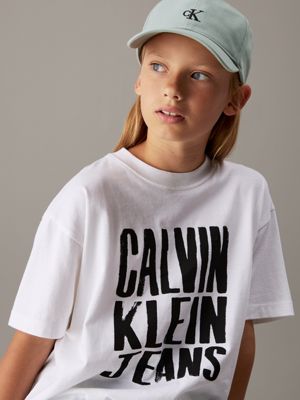 bright white logo t-shirt for girls calvin klein jeans