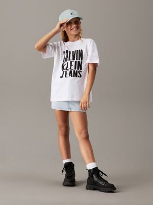 bright white logo t-shirt for girls calvin klein jeans