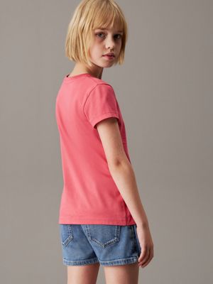 t-shirt in confezione da 2 tofu / deep crimson fruit da bambine calvin klein jeans