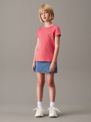 t-shirt in confezione da 2 tofu / deep crimson fruit da bambine calvin klein jeans