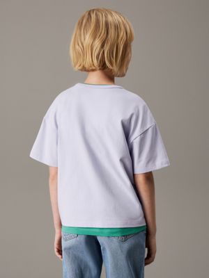 purple heather boxy logo t-shirt for girls calvin klein jeans