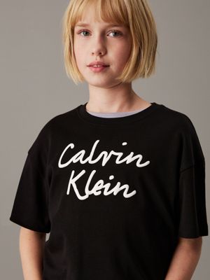 ck black logo t-shirt for girls calvin klein jeans