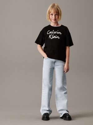 ck black logo t-shirt for girls calvin klein jeans