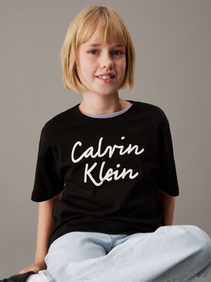 black logo t-shirt for girls calvin klein jeans