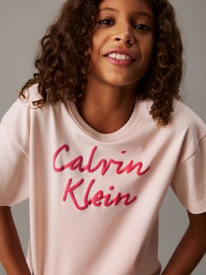 silver peony logo t-shirt for girls calvin klein jeans