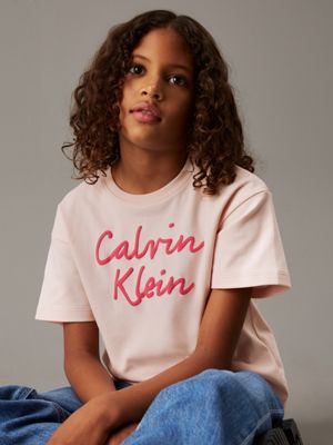 pink logo t-shirt for girls calvin klein jeans