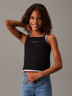 ck black punto milano strap top for girls calvin klein jeans