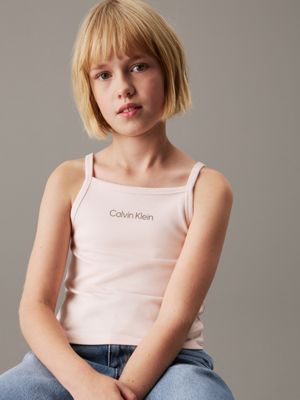 pink punto milano strap top for girls calvin klein jeans