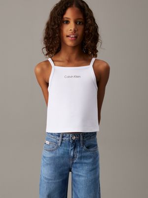 bright white punto milano strap top for girls calvin klein jeans