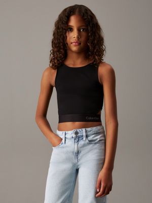 black skinny punto sleeveless top for girls calvin klein jeans