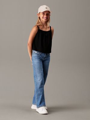 ck black loose crinkle strap top for girls calvin klein jeans