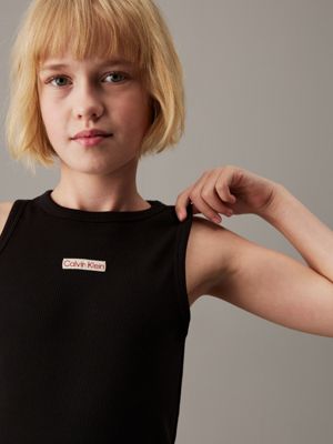 ck black ribbed tank top for girls calvin klein jeans