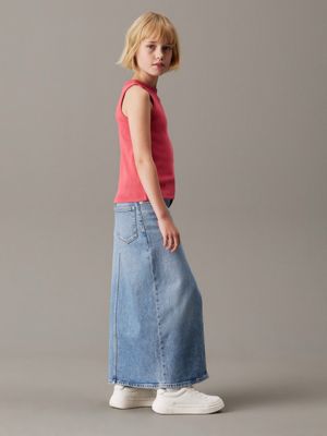 deep crimson fruit ribbed tank top for girls calvin klein jeans