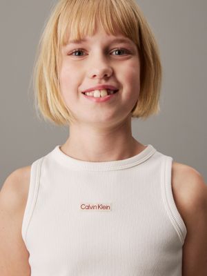 tofu ribbed tank top for girls calvin klein jeans