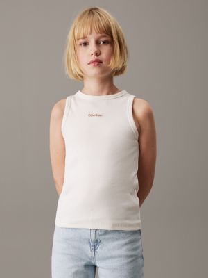 tofu ribbed tank top for girls calvin klein jeans